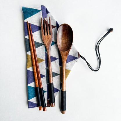 Reusable Handmade Natural Wood Cutlery Set - Plastic Free Biodegradable Japanese Style Utensil Set - Zero Waste Spoon |  Fork | Chopstick-4