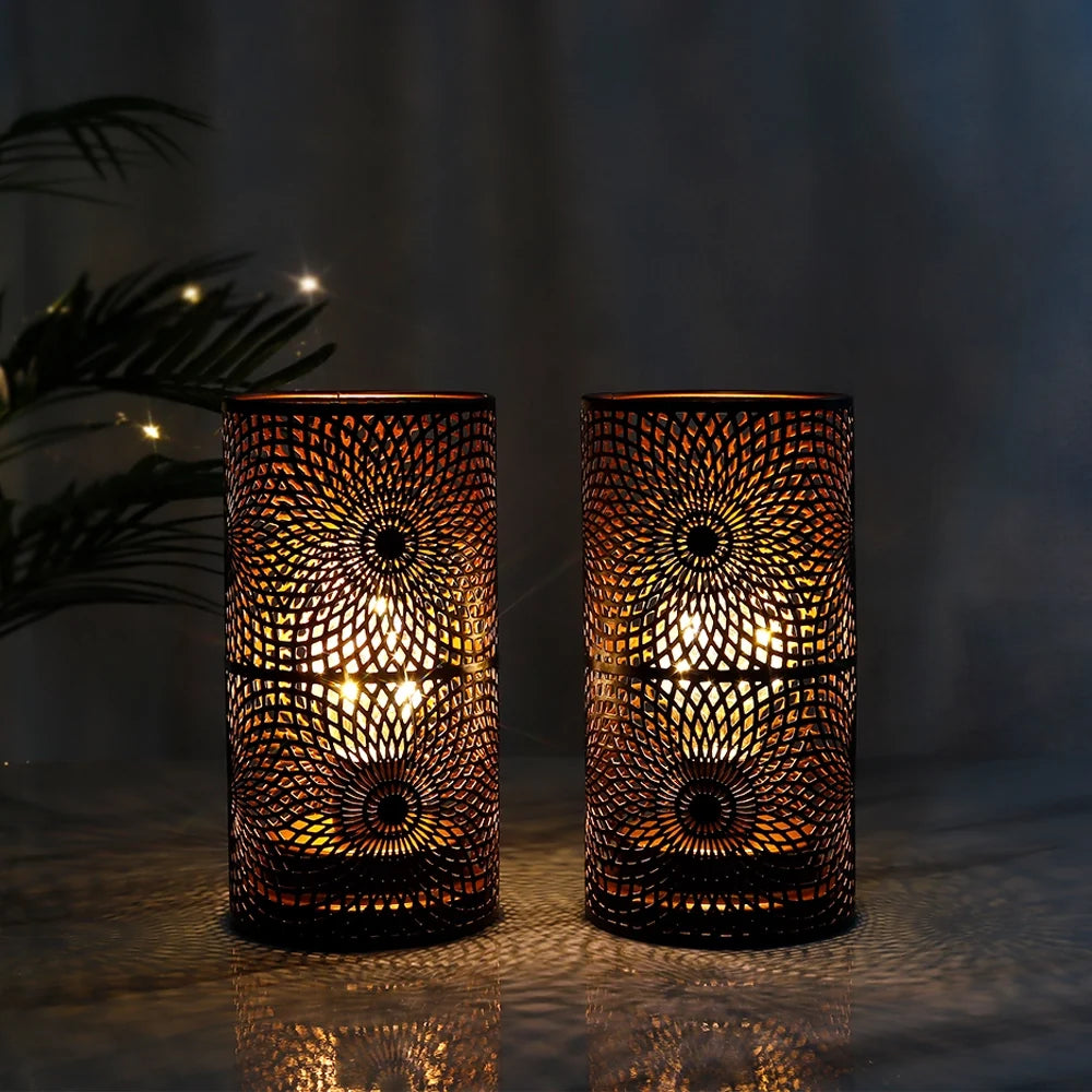 Set of 2-7.5"H Black Table Metal Lamps-2