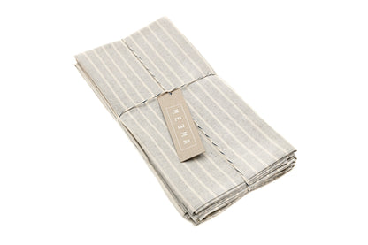 Cloth Napkins - Grey Striped and Natural Striped-3