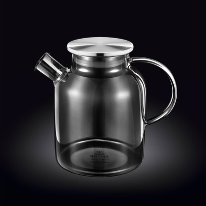 Smoky Grey Thermo Glass Teapot 54 Fl Oz | High temperature and shock resistant-0