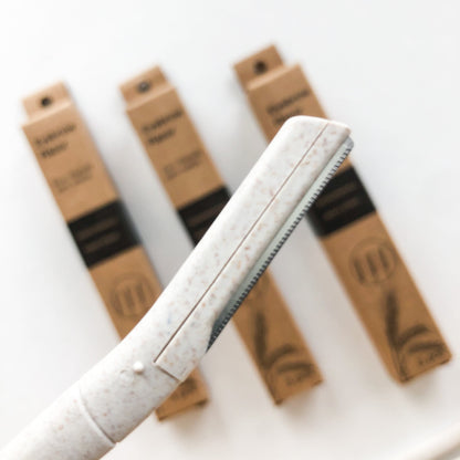 Biodegradable Wheat Straw Eyebrow Razor Trimmer - Eco Friendly Sustainable Facial Dermaplaning Razor - Set of 3-4