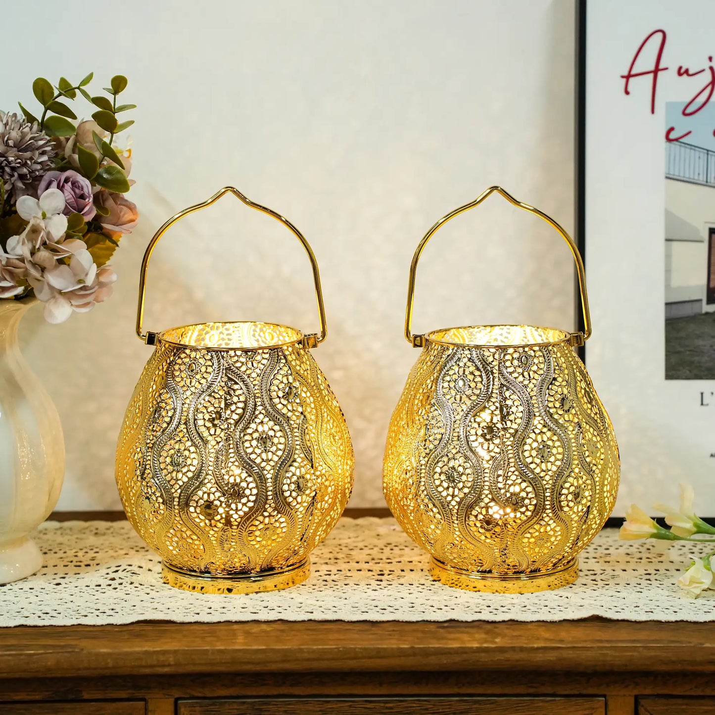 8'' High Battery Powered Cordless Lamp Metal Table Lamps-0
