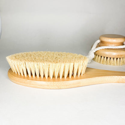 Natural Bamboo Dry Body Brush with Organic Sisal Bristles-2