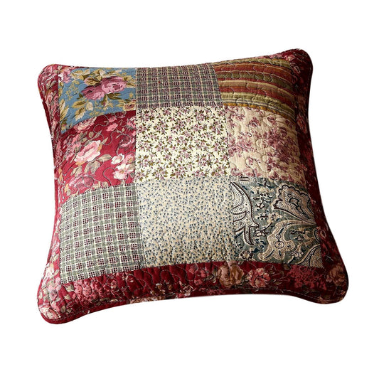 Tache Cotton Patchwork Beige Burgundy Paisley Floral Fairy Tale Tea Party Cushion Covers / Euro Sham (DXJ103443)-0