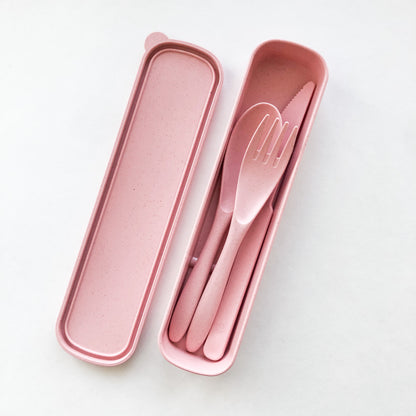 Biodegradable Reusable Wheat Straw Cutlery Set - Plastic Free Zero Waste Sustainable Office, Outdoor, Camping, School, Party & Kids lunchbox-2