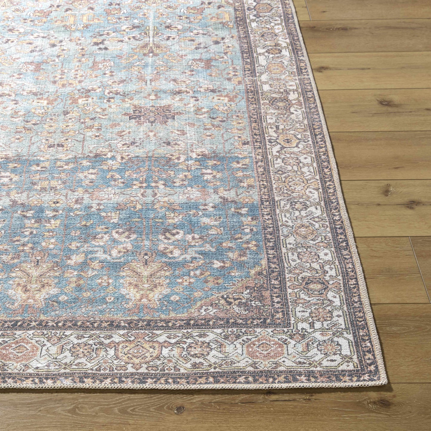 Bahram Vintage Flat Pile Washable Rug-4