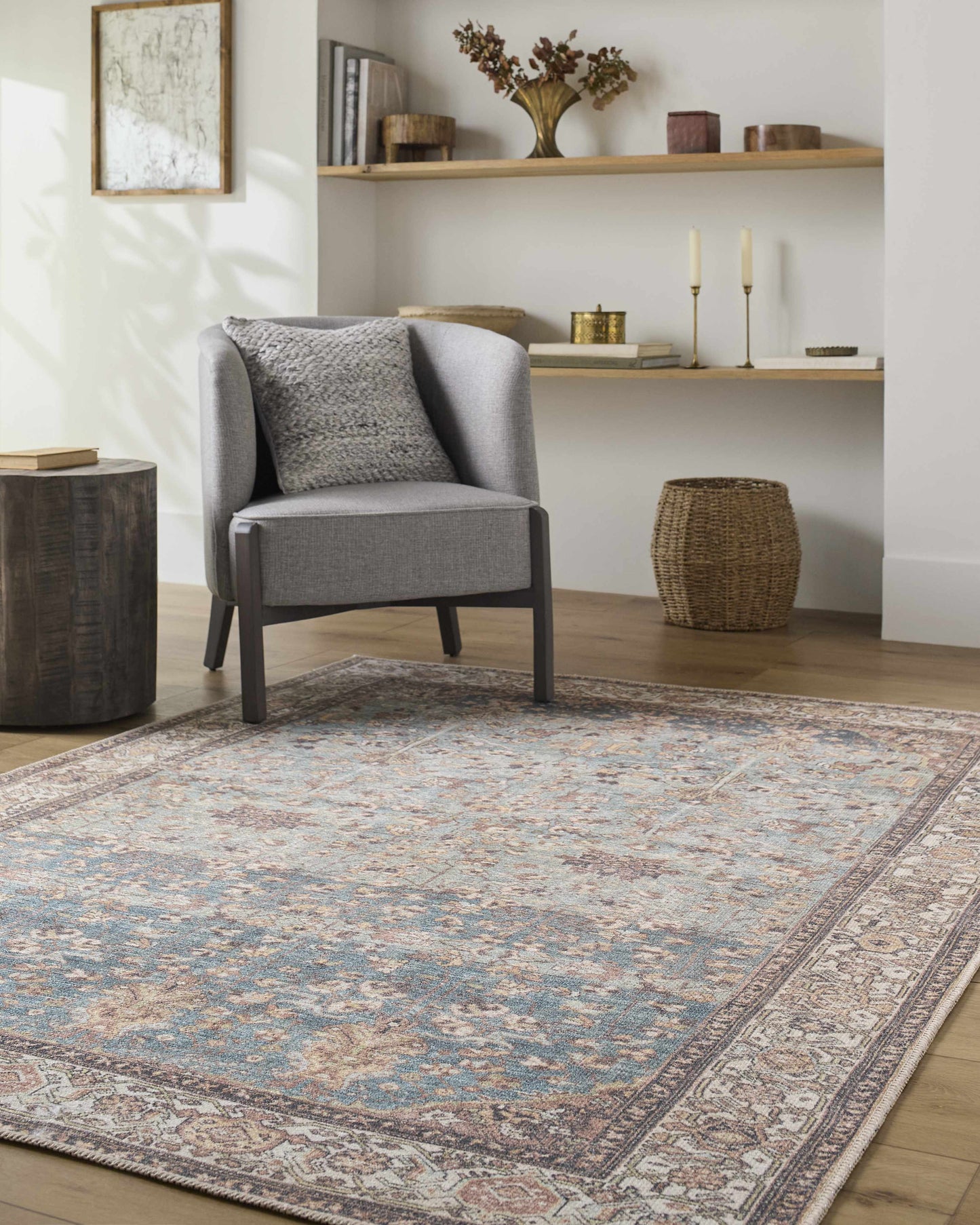 Bahram Vintage Flat Pile Washable Rug-1