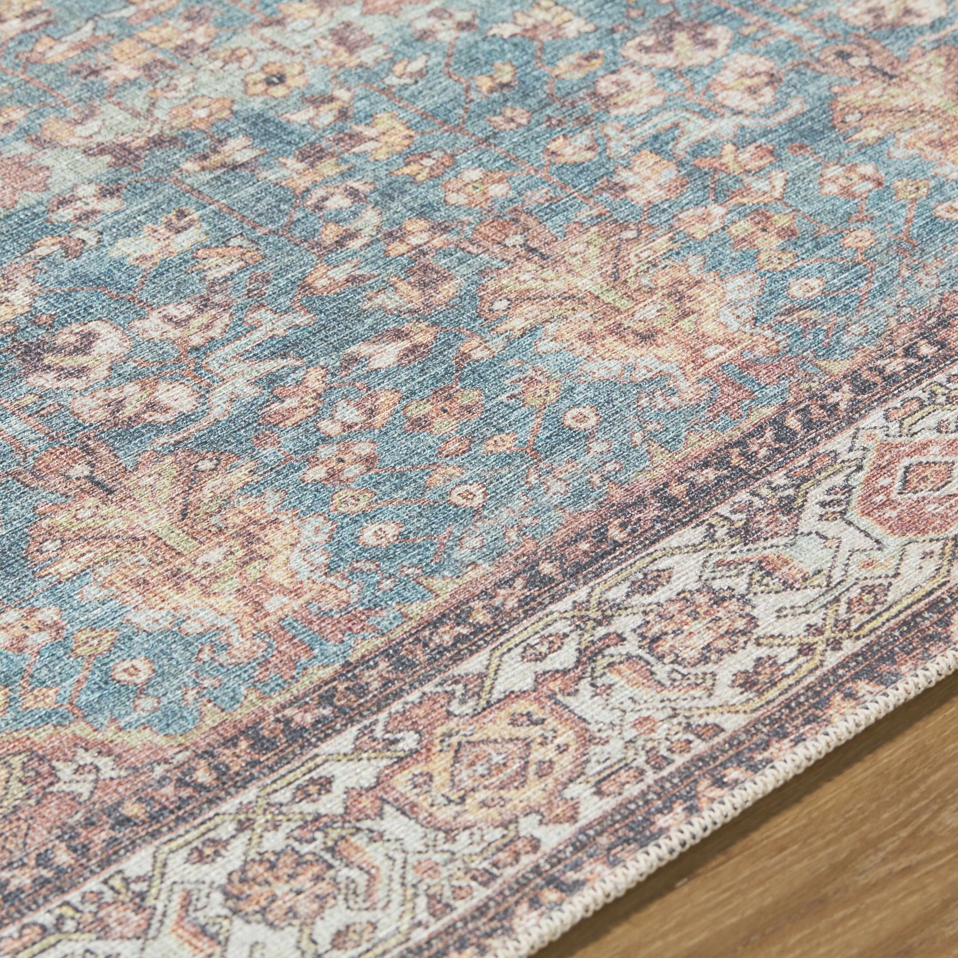 Bahram Vintage Flat Pile Washable Rug-3
