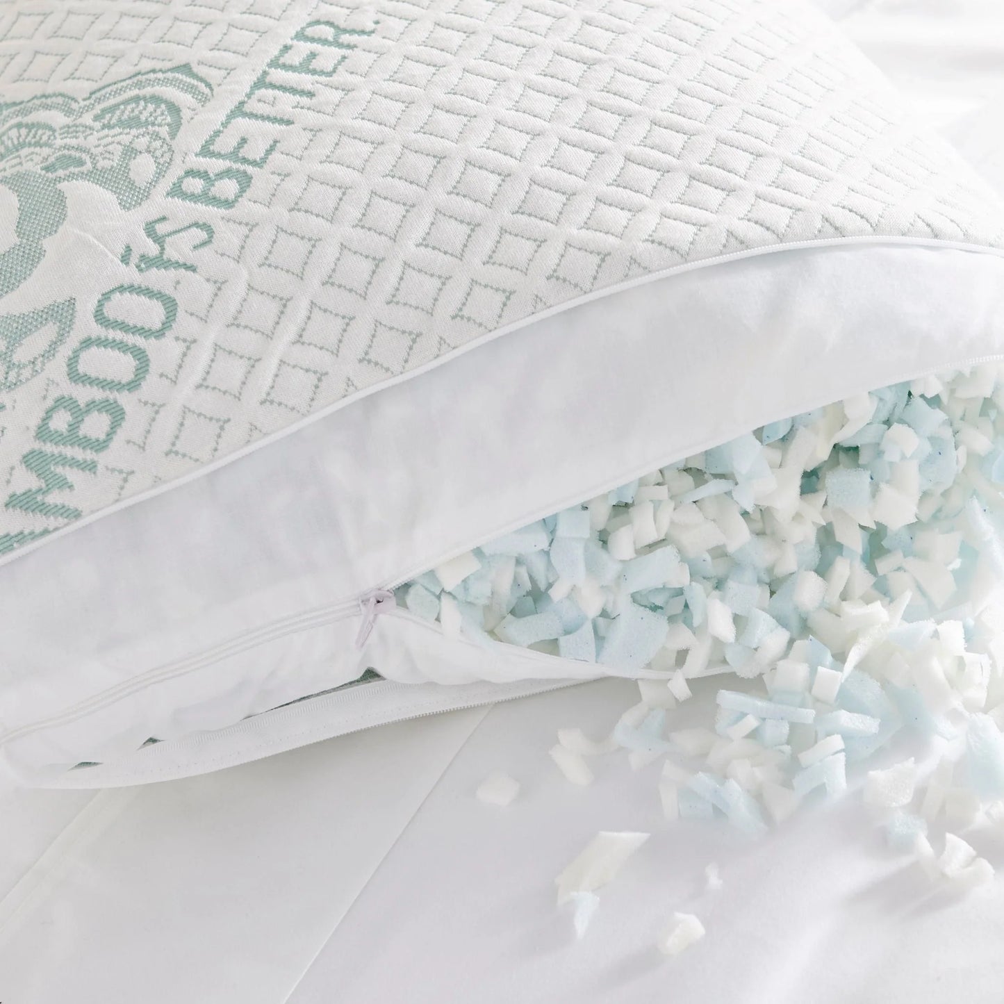 White Bamboo Pillow Set – Essentials (Adjustable Fill, Cooling, Queen/King)