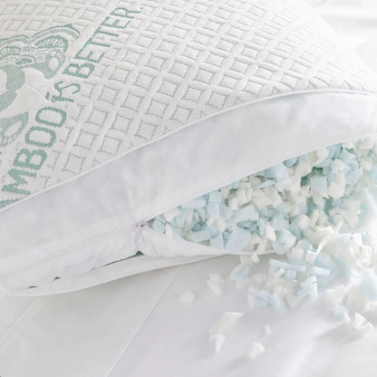 White Bamboo Pillow Set – Essentials (Adjustable Fill, Cooling, Queen/King)