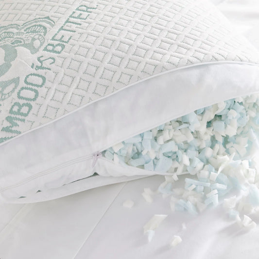 White Bamboo Pillow Set – Essentials (Adjustable Fill, Cooling, Queen/King)