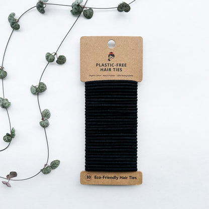 Organic Biodegradable Plastic Free Hair Ties - Zero Waste Eco Friendly Reusable Natural Cotton Hair Ties - Sustainable Living - Pack of 30-1