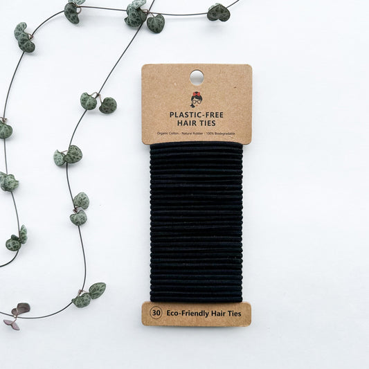 Organic Biodegradable Plastic Free Hair Ties - Zero Waste Eco Friendly Reusable Natural Cotton Hair Ties - Sustainable Living - Pack of 30-1