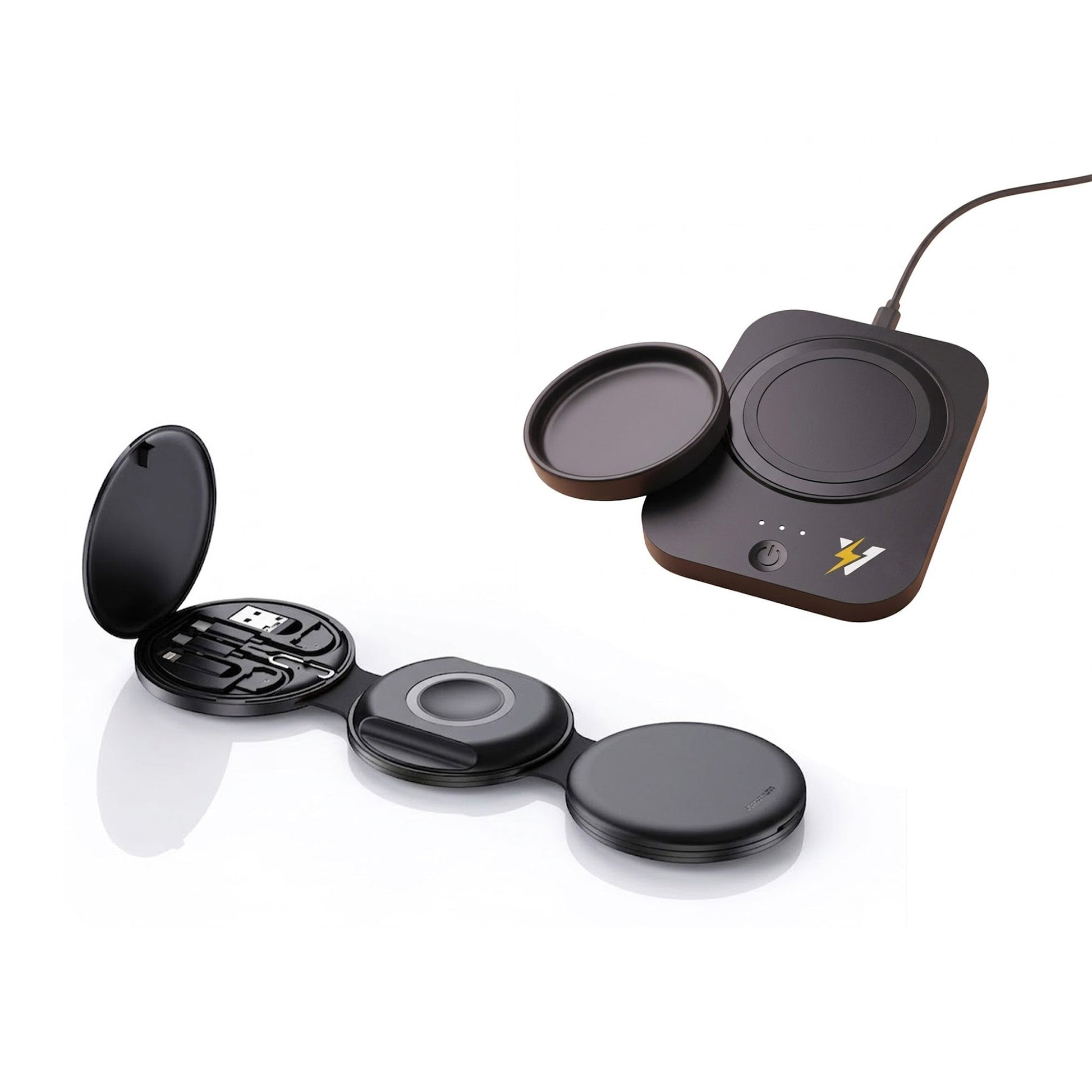 Complete Wireless Charging & Comfort Bundle – Sip & Charge 2-in-1 Mug Warmer + 5-in-1 Folding Charging Station-1