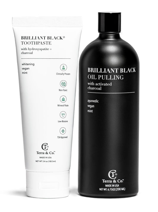 Black Botanical Oral Care Set – Charcoal (2-Piece Set, Oil Pulling & Toothpaste)