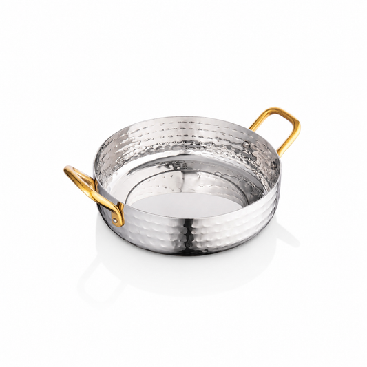Hammered Stainless Steel Round Fry Pan (5.5 in)
