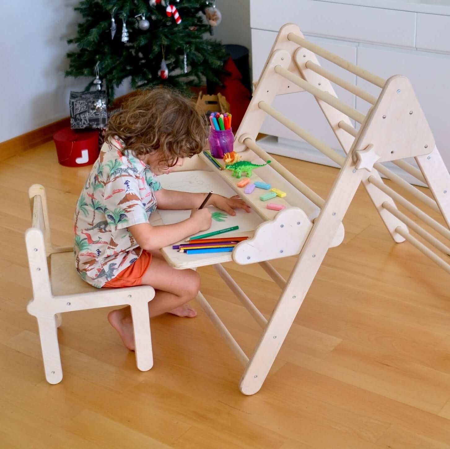 Montessori Climbing Triangle with Table and Chair-0