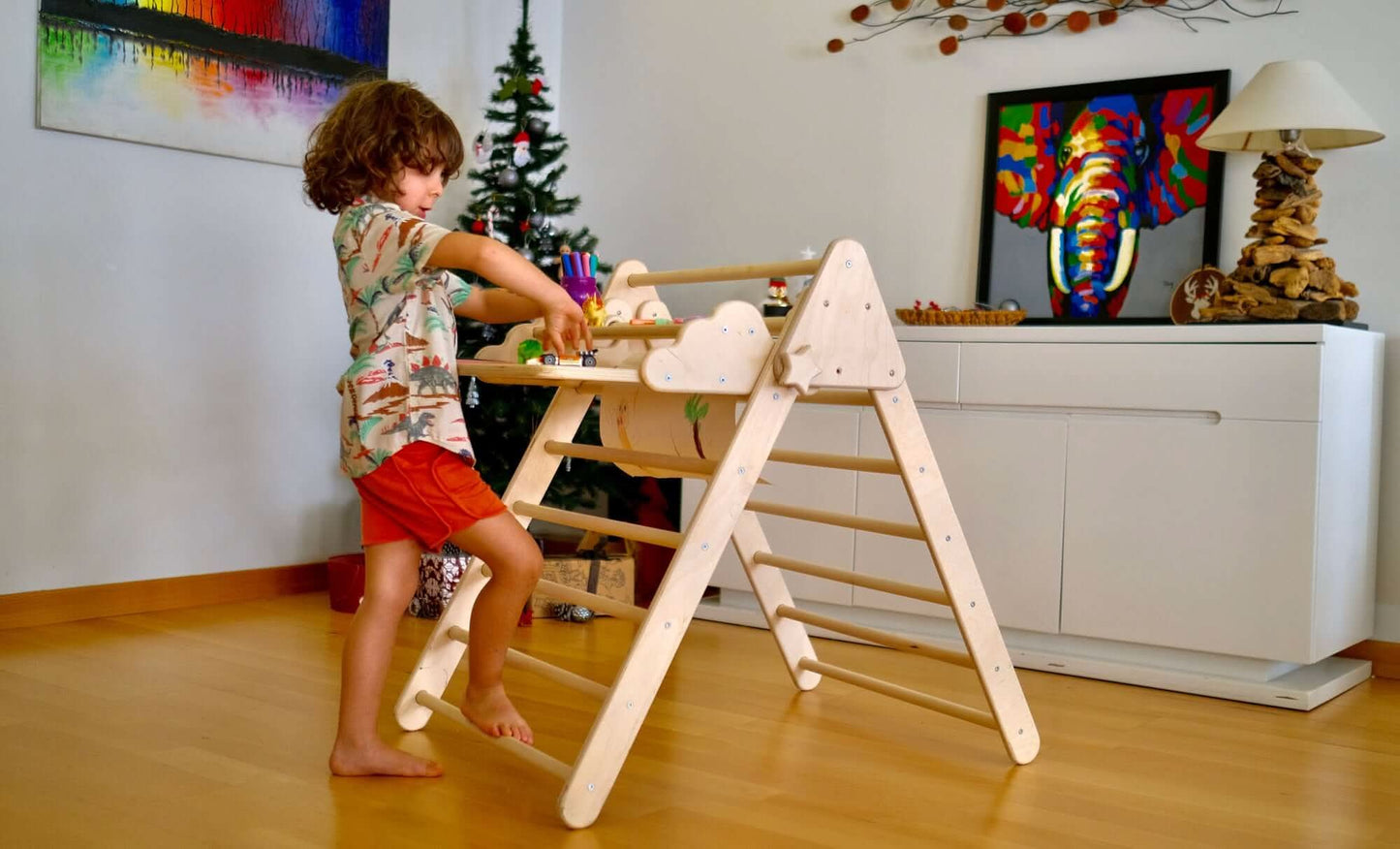 Montessori Climbing Triangle with Table and Chair-2