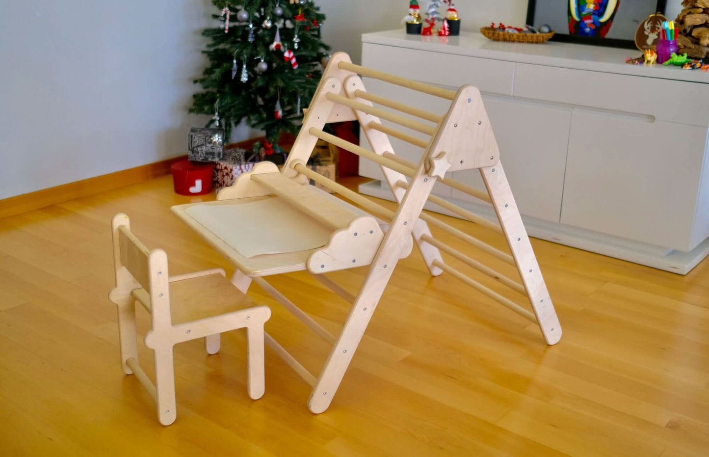 Montessori Climbing Triangle with Table and Chair-3