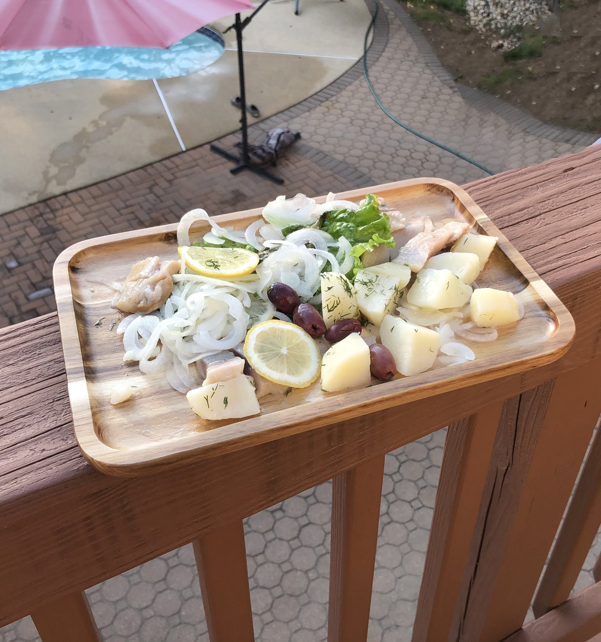 [ Set of 3 ] Zavis Green Acacia Wood Serving rectangle StackableTray / Dish 10" X 7" | Dishwasher Safe-1