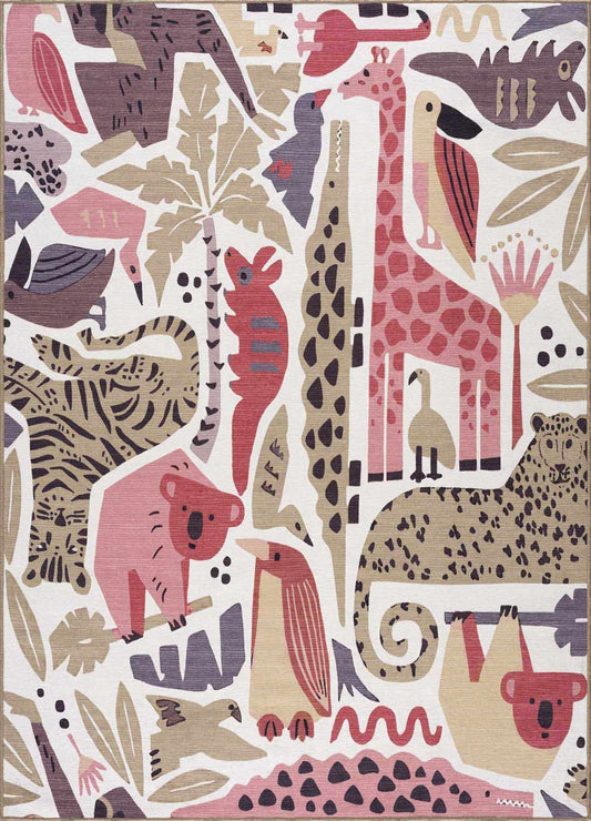 Natal Animal Print Washable Kids Rug - Clearance-0