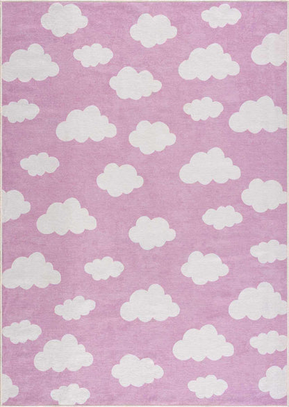 Nizar Pink Cloud Washable Kids Rug - Clearance-0