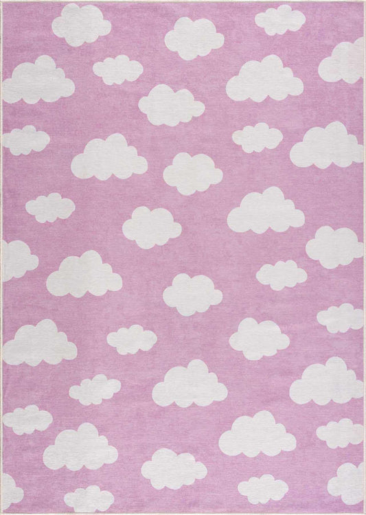 Nizar Pink Cloud Washable Kids Rug - Clearance-0