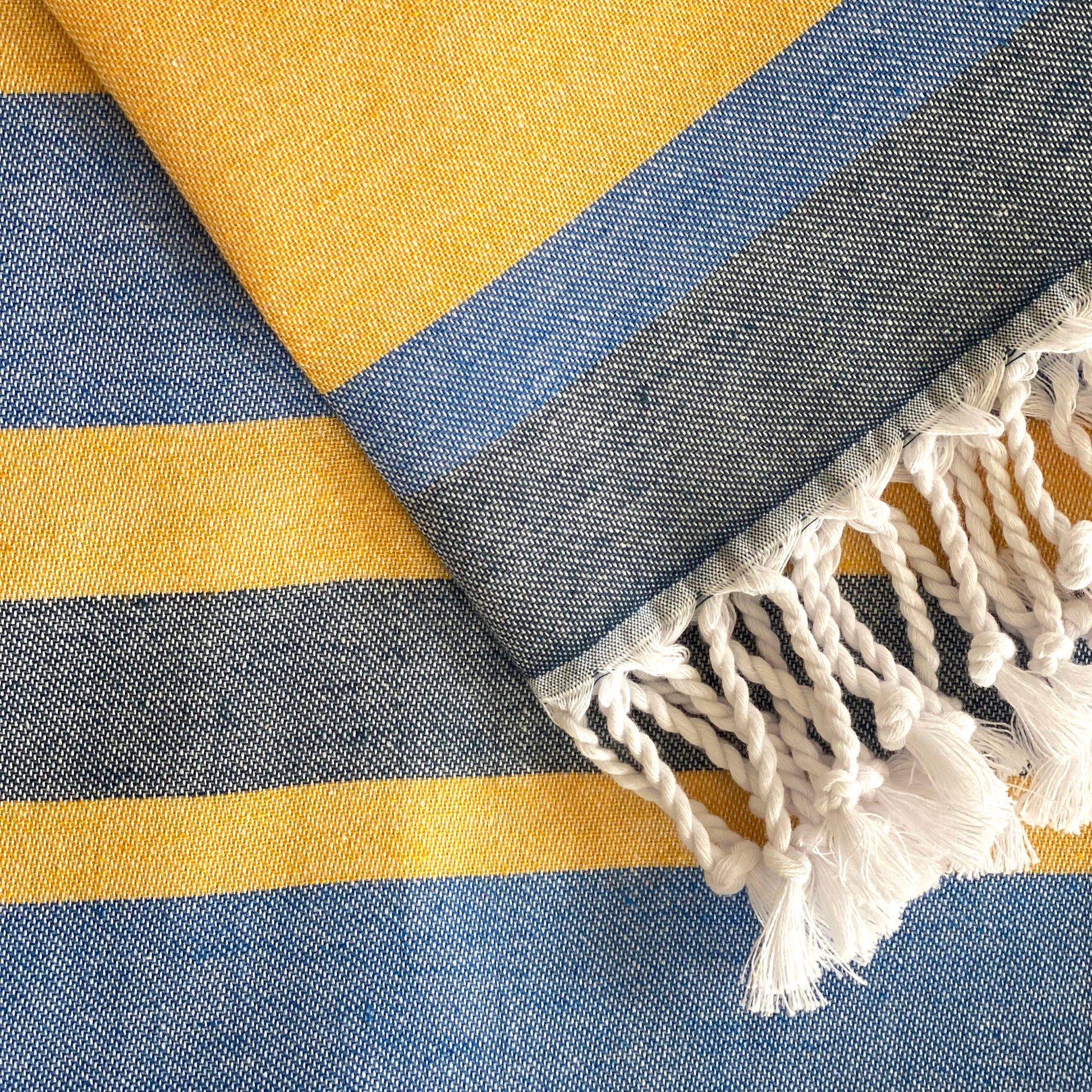Samara Striped Blue & Yellow Turkish Towel-5