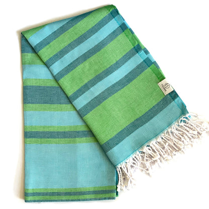 Samara Striped Sustainable Turkish Towel  Green-0