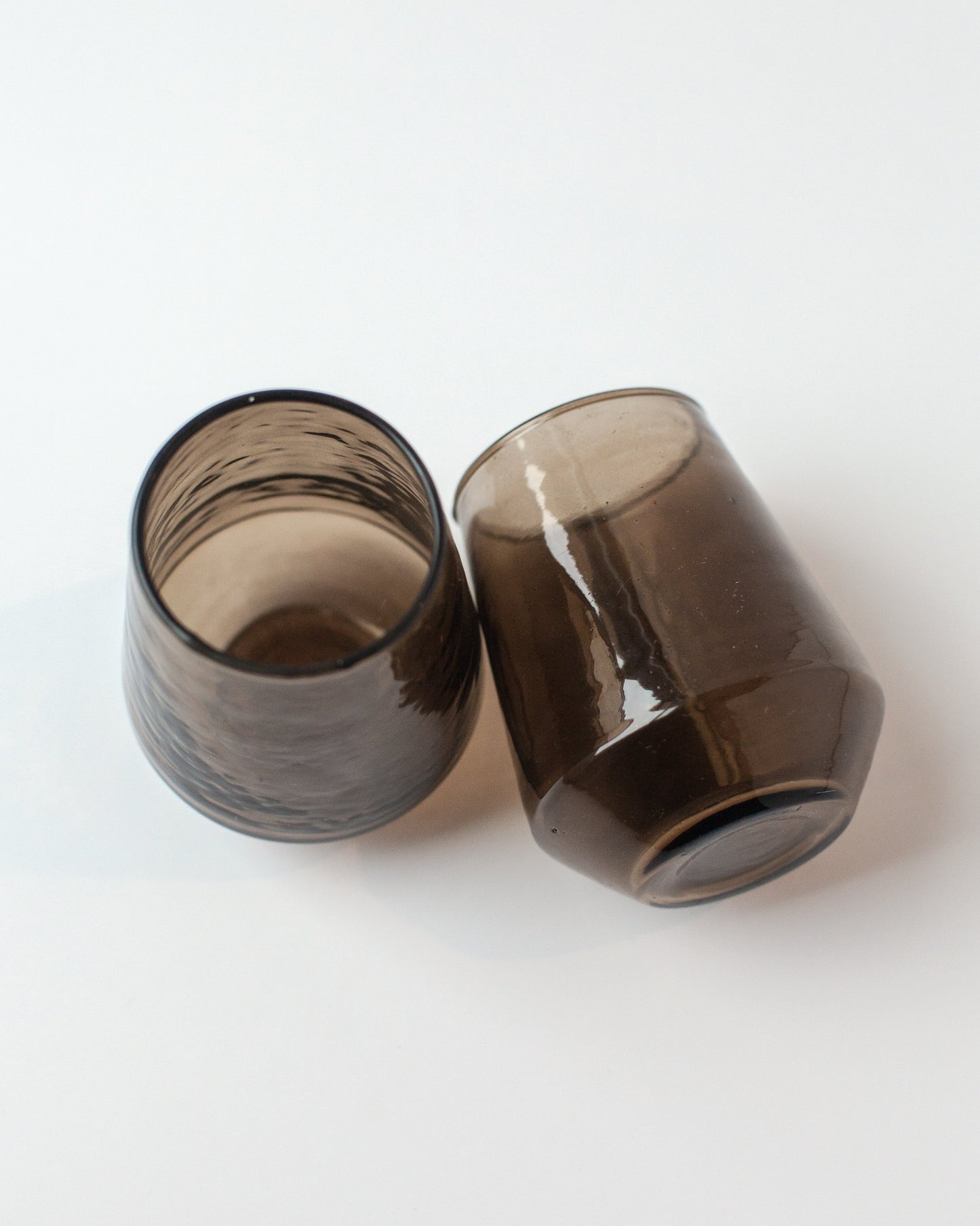 Pair of Hammered Glass Stemless Tumblers-4