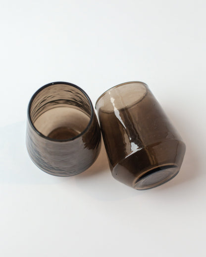 Pair of Hammered Glass Stemless Tumblers-4