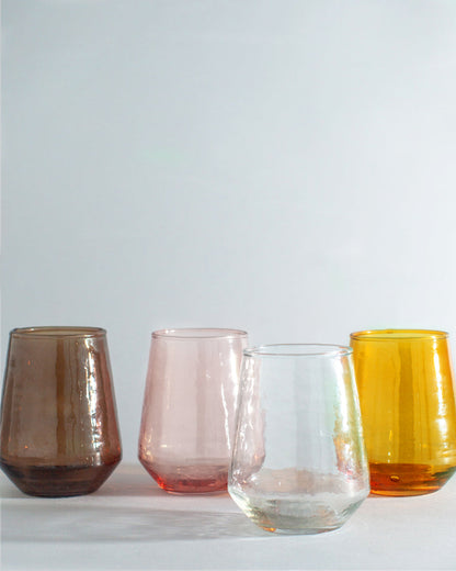 Pair of Hammered Glass Stemless Tumblers-0