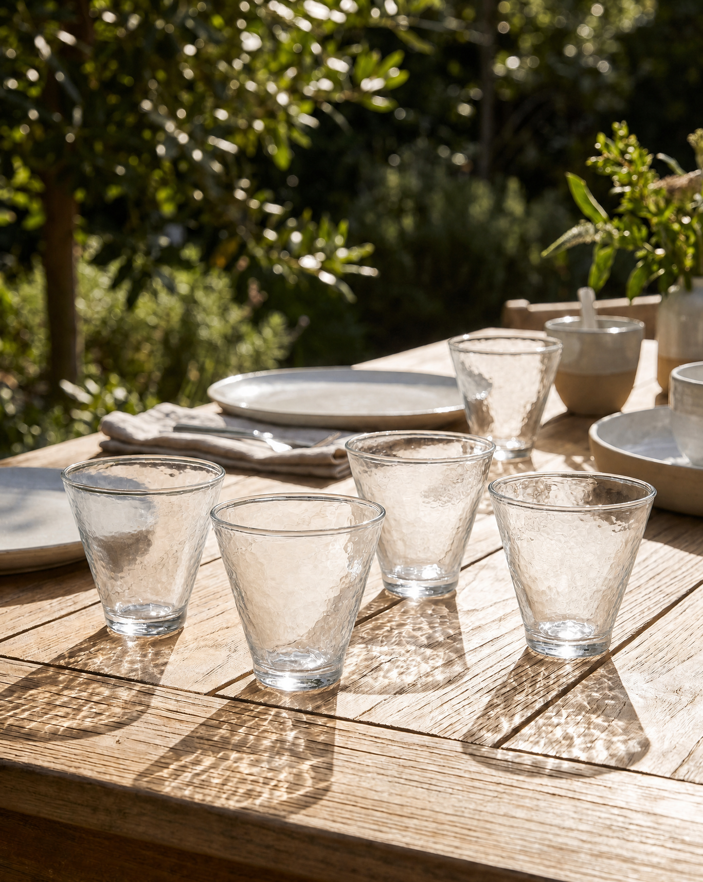 Handblown Hammered Funneled Glasses | Set of 2-1