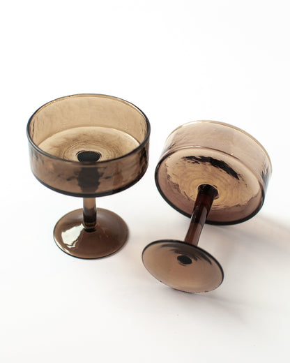 Handblown Hammered Coupe Cocktail Glass Pair-8