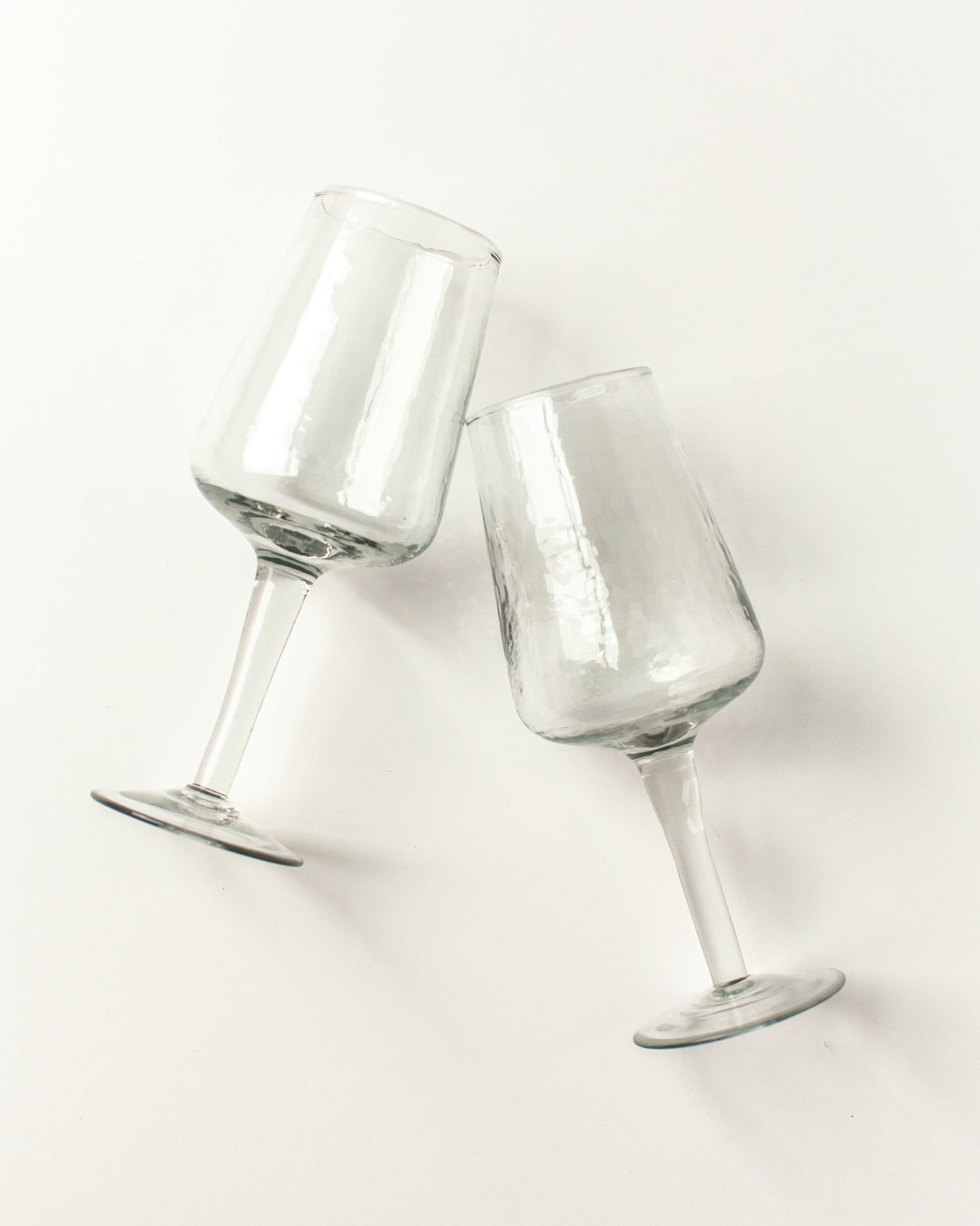 Pair of Handblown Hammered Wine Glasses-3