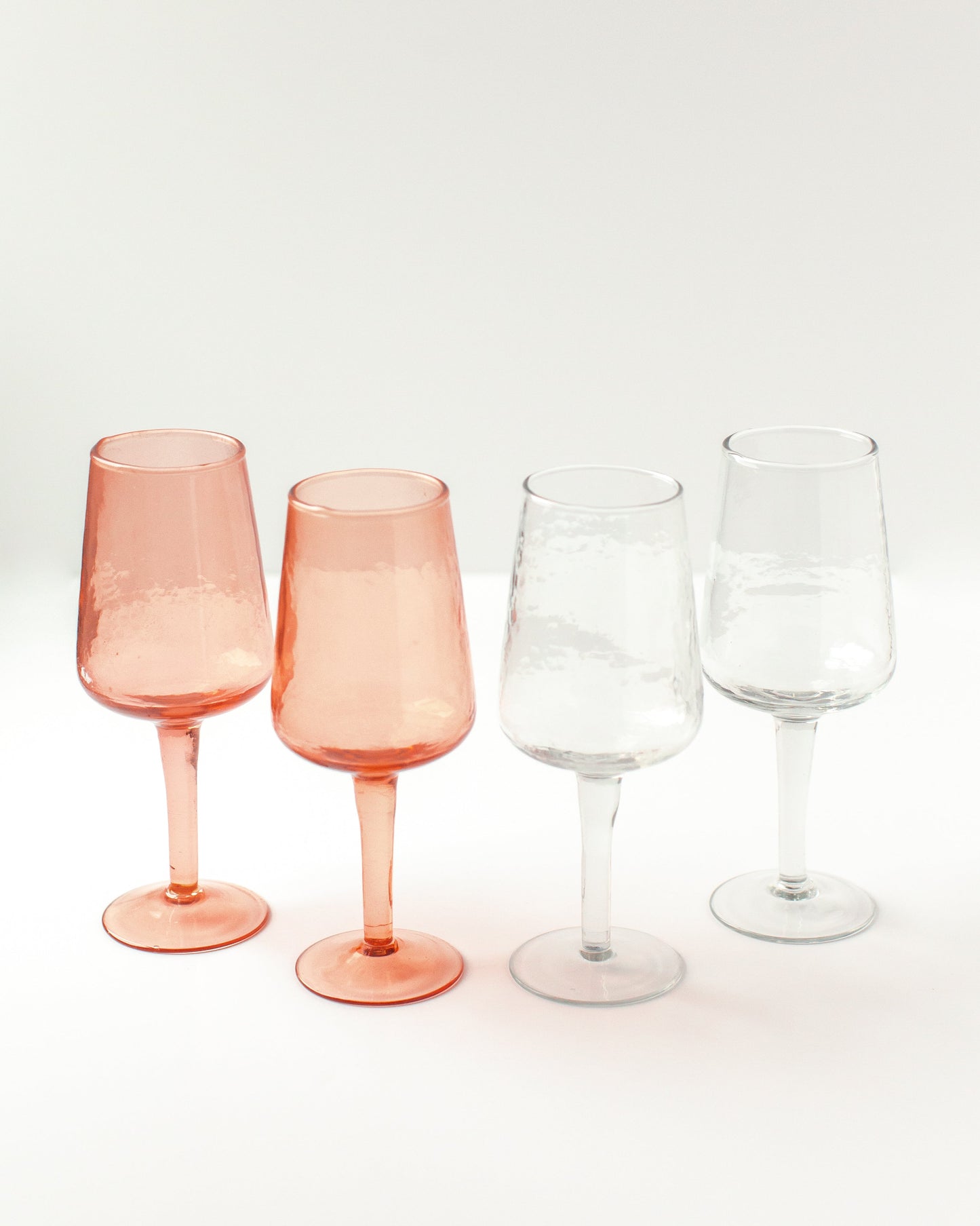 Pair of Handblown Hammered Wine Glasses-2