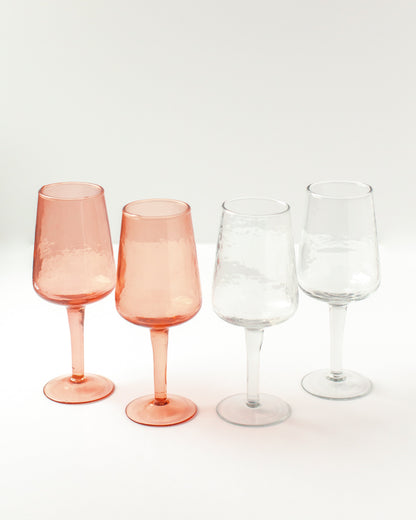 Pair of Handblown Hammered Wine Glasses-2