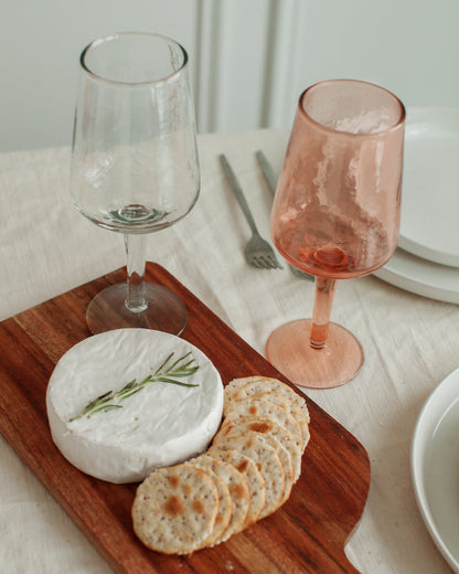 Pair of Handblown Hammered Wine Glasses-1