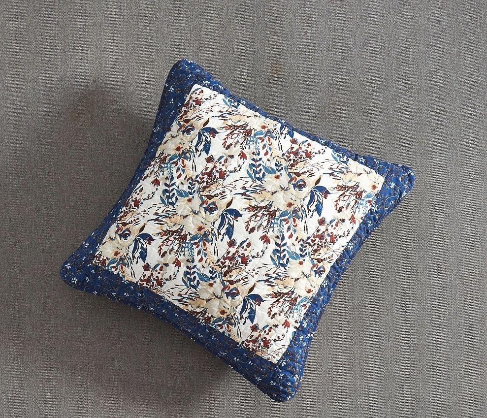 Tache Cotton Patchwork White Blue Yellow Brown Floral Prairie Sunset Cushion Cover 2-Pieces (JHW-887)-2