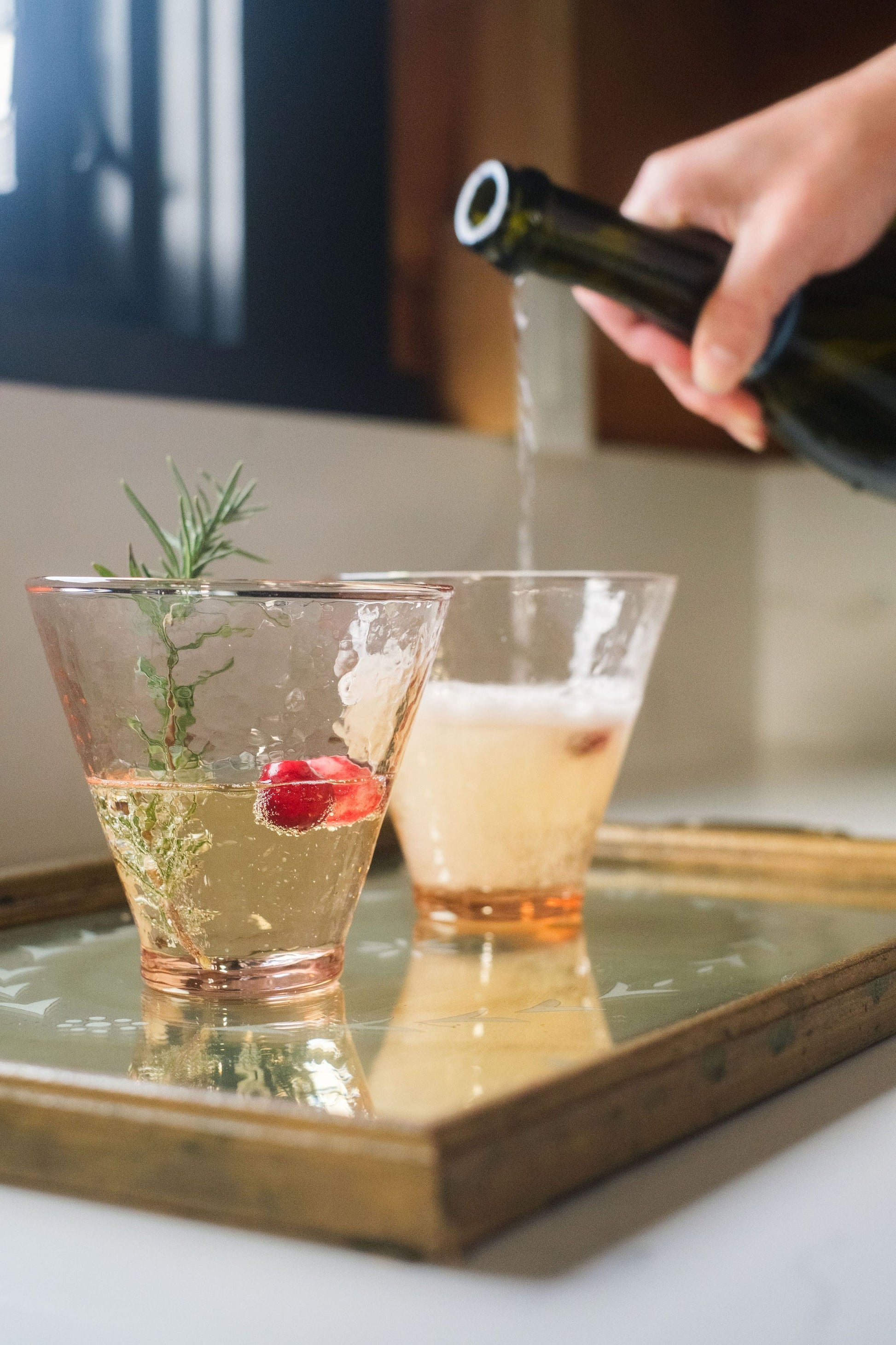 Handblown Hammered Funneled Glasses | Set of 2-2