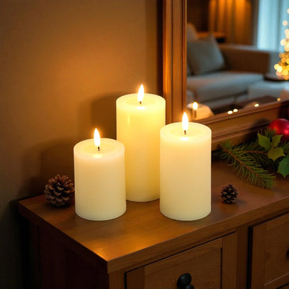 Set of 3 Flickering Flameless Candles Battery Operated-2
