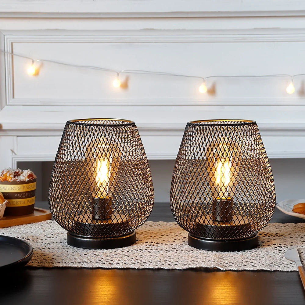 Set of 2- 6.5''H Metal Table Lamps (Brown)-0