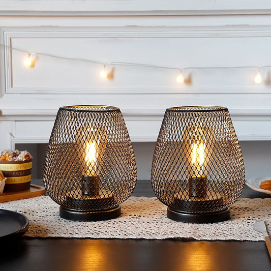 Set of 2- 6.5''H Metal Table Lamps (Brown)-0