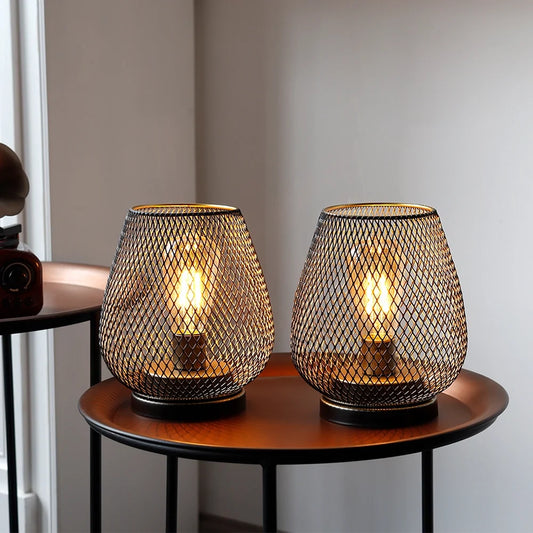 Set of 2- 6.5''H Metal Table Lamps (Brown)-1