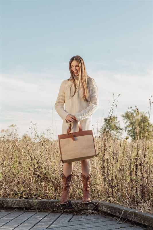 Jute Trim Box Tote-1