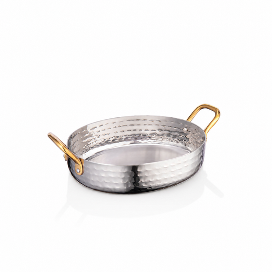 Hammered Stainless Steel Oval Fry Pan (6.25 × 5 in)