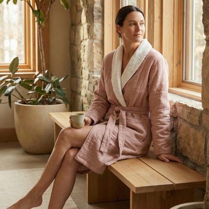 Cotton Muslin Terry Shawl Robe – Soluna