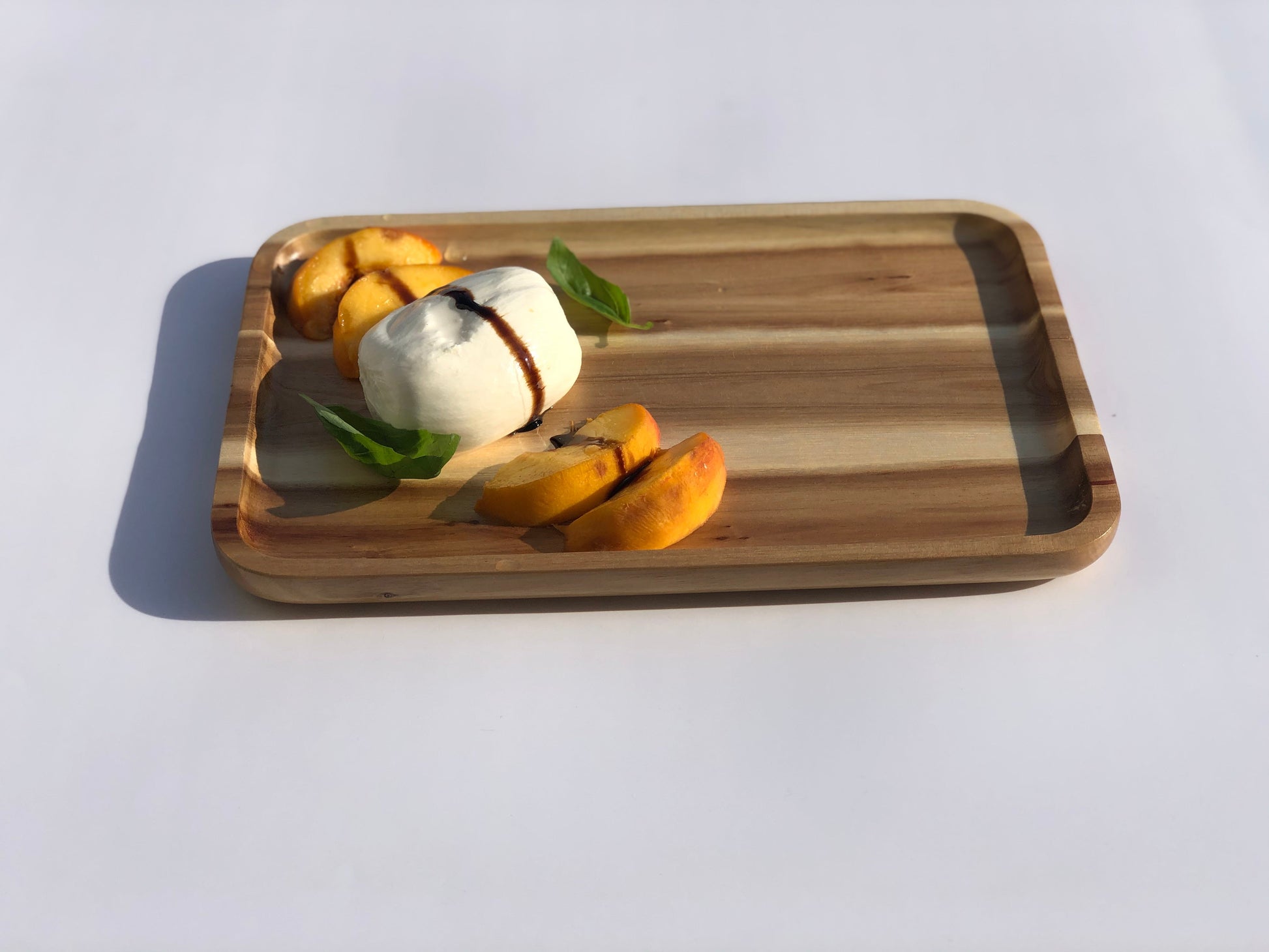 [ Set of 3 ] Zavis Green Acacia Wood Serving rectangle StackableTray / Dish 10" X 7" | Dishwasher Safe-3