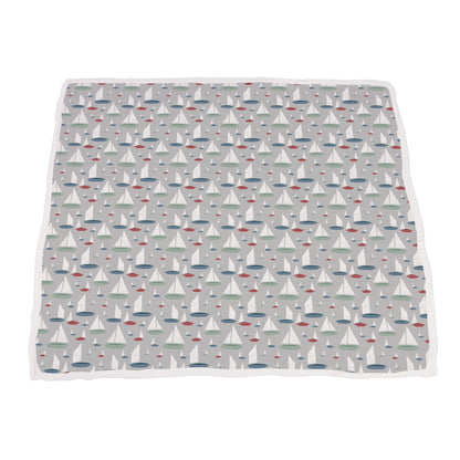 Ocean Palm Trees and Marina Sailboats Bamboo Newcastle Blanket-4