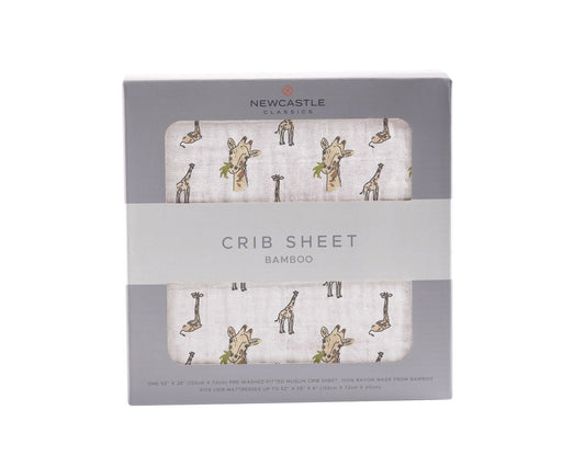 Hungry Giraffe Bamboo Muslin Crib Sheet-0